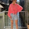 Short Strass – Bleu clair, taille moyenne, effet déchiré tendance