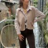 Chemise à rayures femme – Coupe oversize taupe et blanc