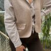 Chemise à rayures femme – Coupe oversize taupe et blanc