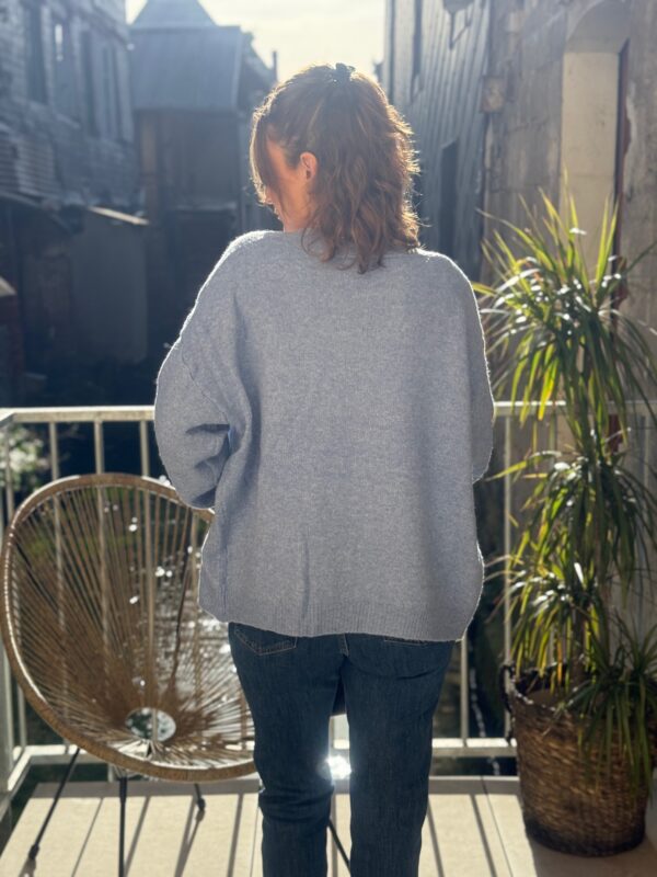 Gilet large femme bleu – Col V et coupe confortable