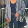 Gilet large femme bleu – Col V et coupe confortable