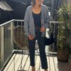 Gilet large femme bleu – Col V et coupe confortable