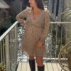 Robe courte liberty taupe et chocolat – Col V chic | Dream by C