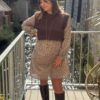 Robe courte liberty taupe et chocolat – Col V chic | Dream by C
