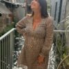 Robe courte liberty taupe et chocolat – Col V chic | Dream by C