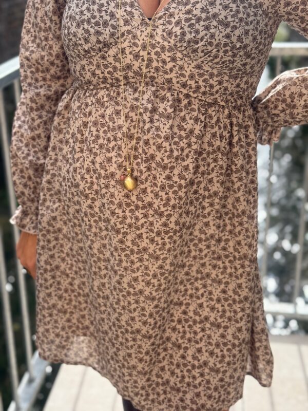 Robe courte liberty taupe et chocolat – Col V chic | Dream by C