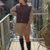 Robe courte liberty taupe et chocolat – Col V chic | Dream by C