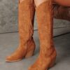 Santiag camel femme – Bottes western en suédine tendance