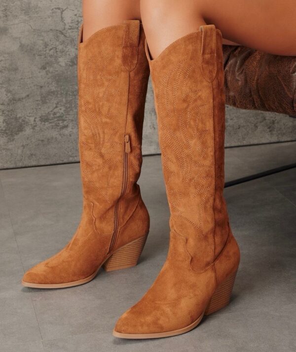 Santiag camel femme – Bottes western en suédine tendance