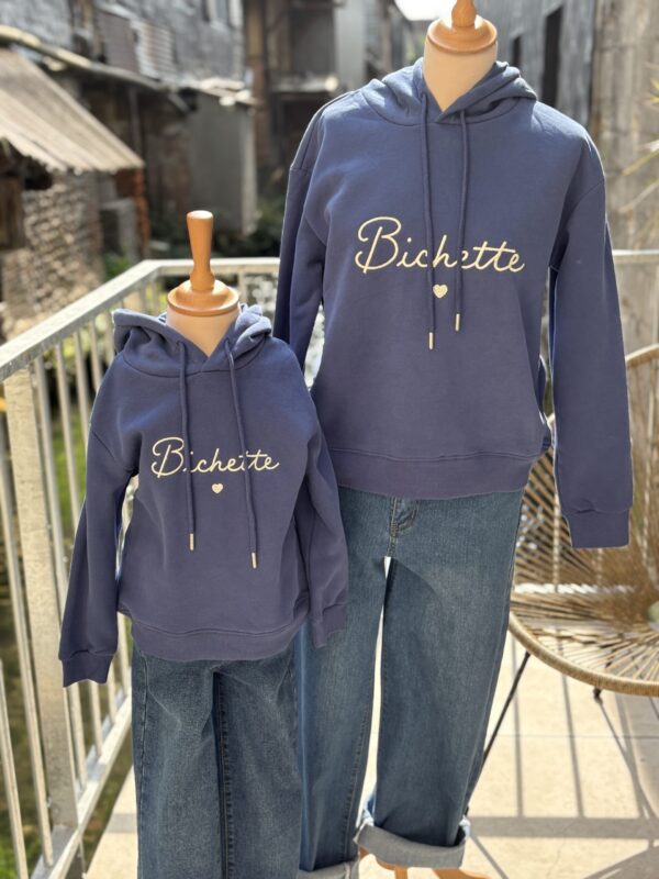 Sweat femme Bichette bleu jean – Hoodie confortable