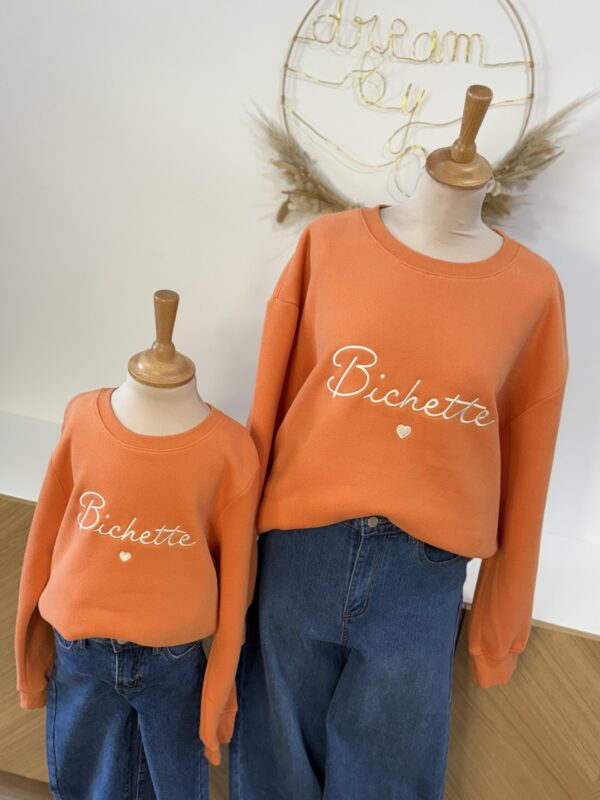 Sweat orange grande taille – Bichette brodé – Dream by C
