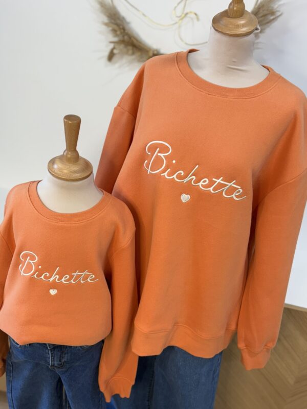 Sweat orange grande taille – Bichette brodé – Dream by C