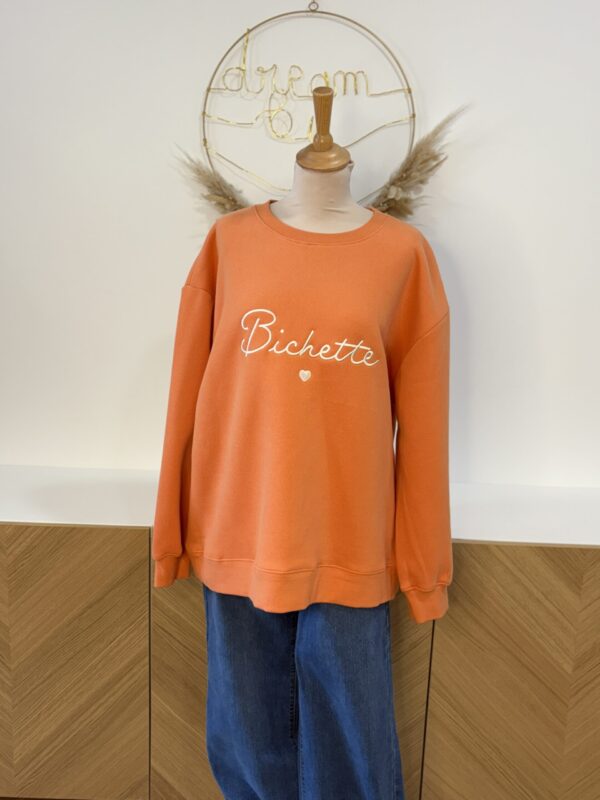 Sweat orange grande taille – Bichette brodé – Dream by C