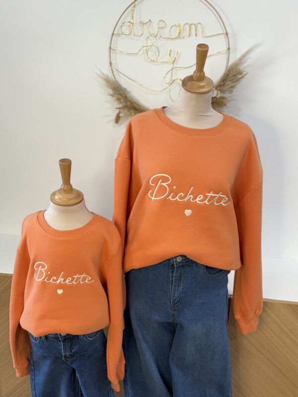 Sweat orange grande taille – Bichette brodé – Dream by C