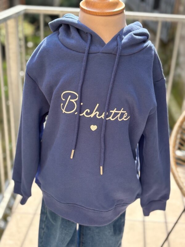 Sweat shirt Bichette bleu jean enfant – Hoodie coton doux