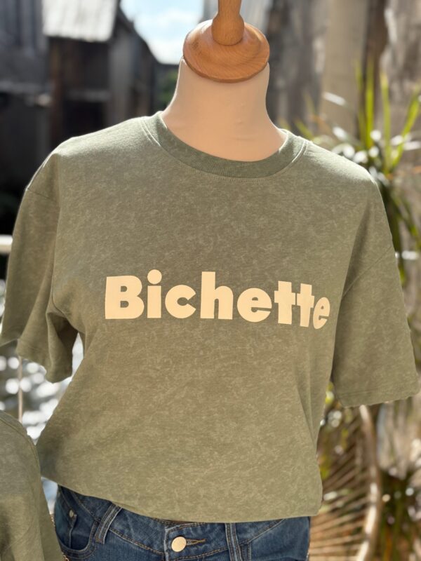 Tee shirt vert sauge femme « Bichette » – 100 % coton