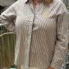 Chemise grande taille femme – Rayée taupe élégante