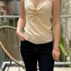 Débardeur beige femme chic à boucle dorée - Dream By C