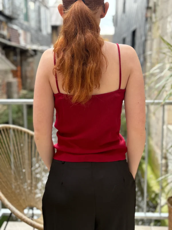 Débardeur bordeaux femme chic à boucle dorée - Dream By C