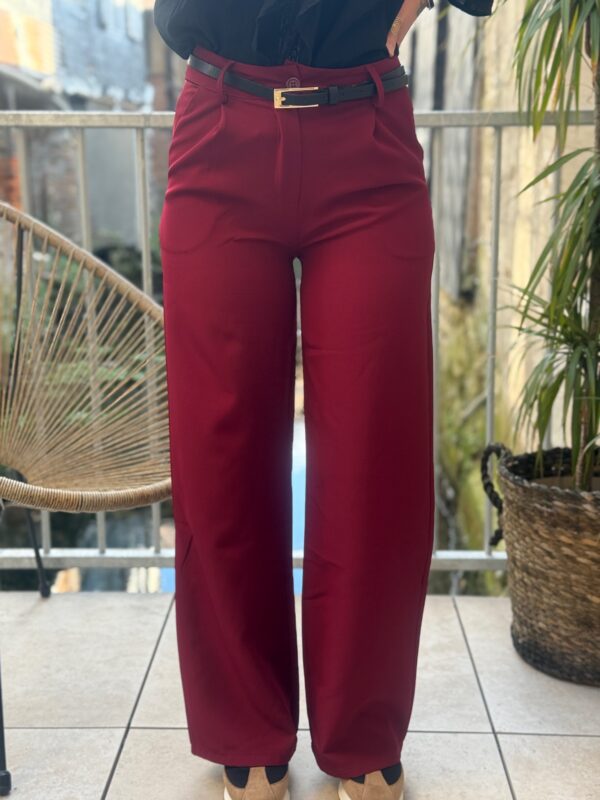 Pantalon large bordeaux – Pantalon habillé femme| Dream By C
