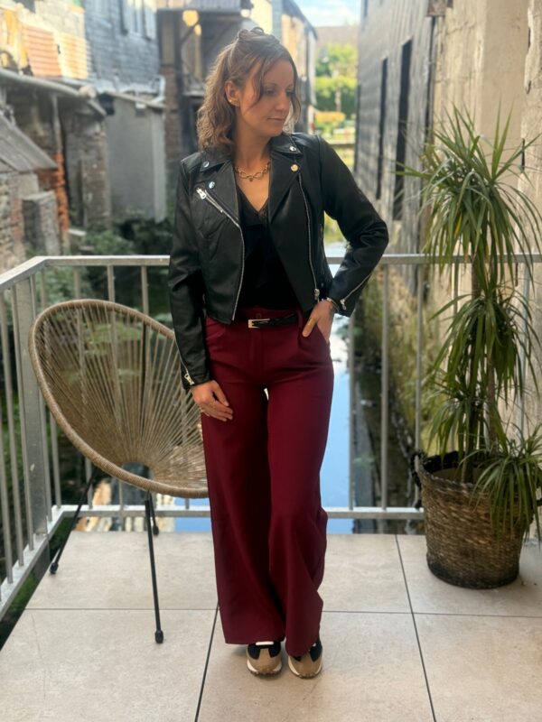 Pantalon large bordeaux – Pantalon habillé femme| Dream By C