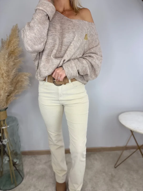Pantalon velours beige flare chic et confortable - Dream BY C