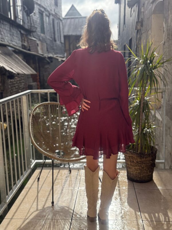 Robe femme patineuse bordeaux courte élégante – Dream by C