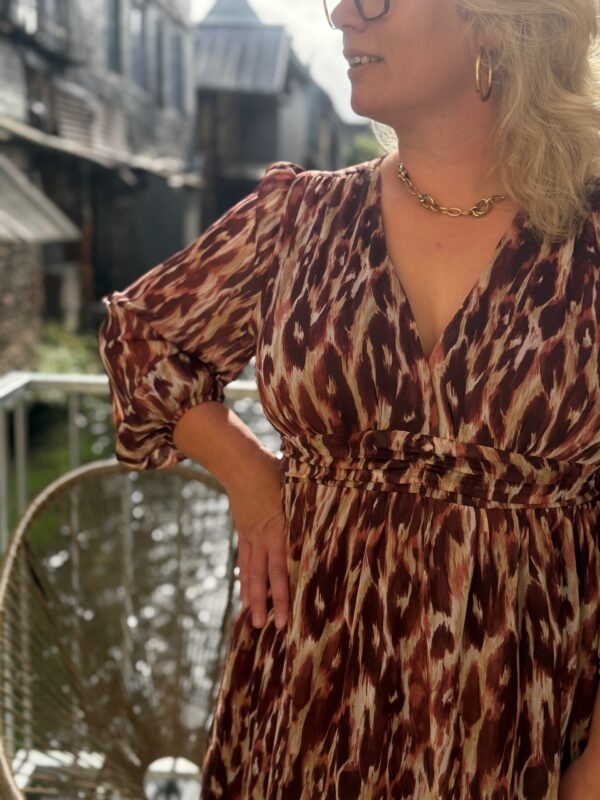 Robe fluide grande taille bordeaux et marron – Dream by C