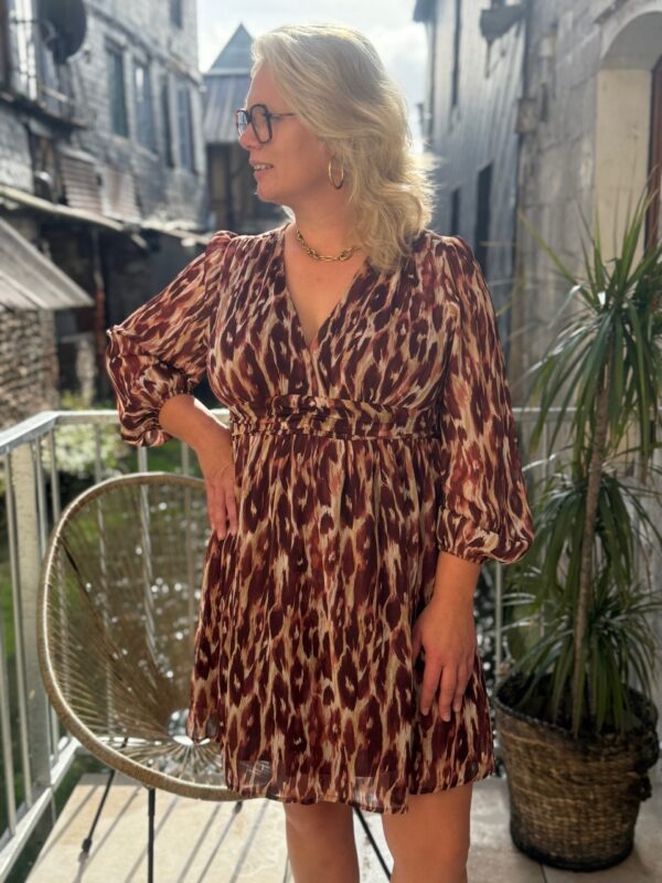 Robe fluide grande taille bordeaux et marron – Dream by C