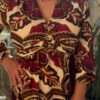 Robe grande taille longue bordeaux et beige – Dream by C