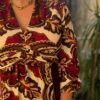 Robe grande taille longue bordeaux et beige – Dream by C