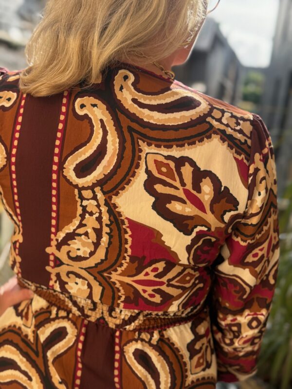 Robe grande taille longue bordeaux et beige – Dream by C