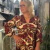 Robe grande taille longue bordeaux et beige – Dream by C