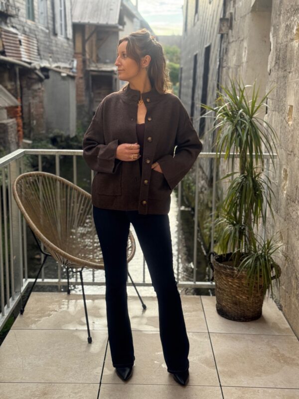 Veste en maille femme – Chocolat ou beige coupe large