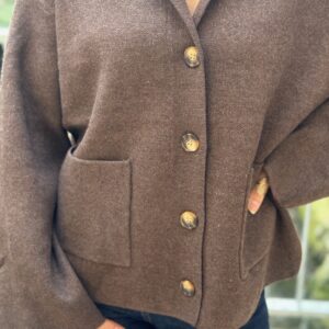 Veste en maille femme – Chocolat ou beige coupe large