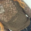 Haut en dentelle marron – Élégant, près du corps et féminin