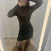 Haut en dentelle marron – Élégant, près du corps et féminin