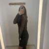 Haut en dentelle marron – Élégant, près du corps et féminin