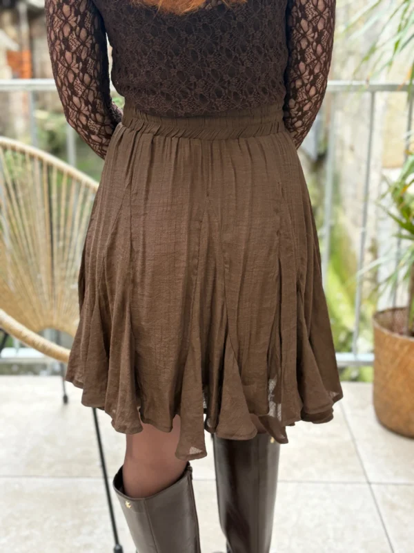 Jupe patineuse femme chic couleur chocolat - Dream By C