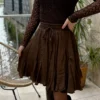 Jupe patineuse femme chic couleur chocolat - Dream By C