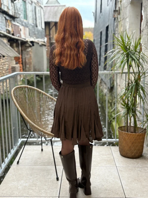 Jupe patineuse femme chic couleur chocolat - Dream By C