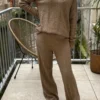Pantalon en maille femme taupe chic et confortable - Dream By C