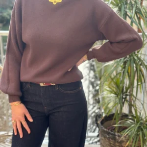 Pull marron chocolat femme – col cheminé chic et doux