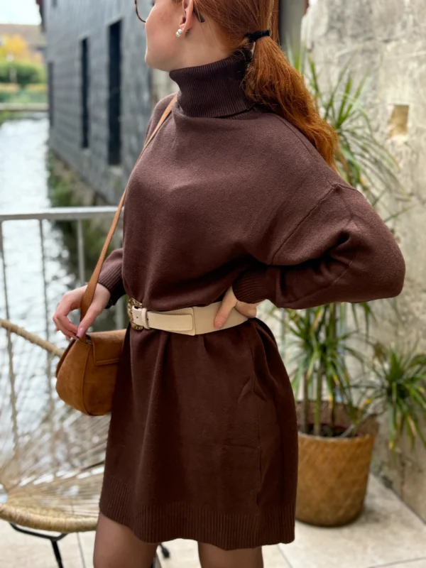 Robe pull marron chocolat douce et élégante - Dream By C