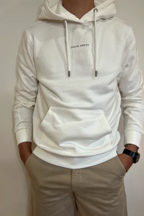 Sweat à capuche blanc homme – coton doux Casual Friday