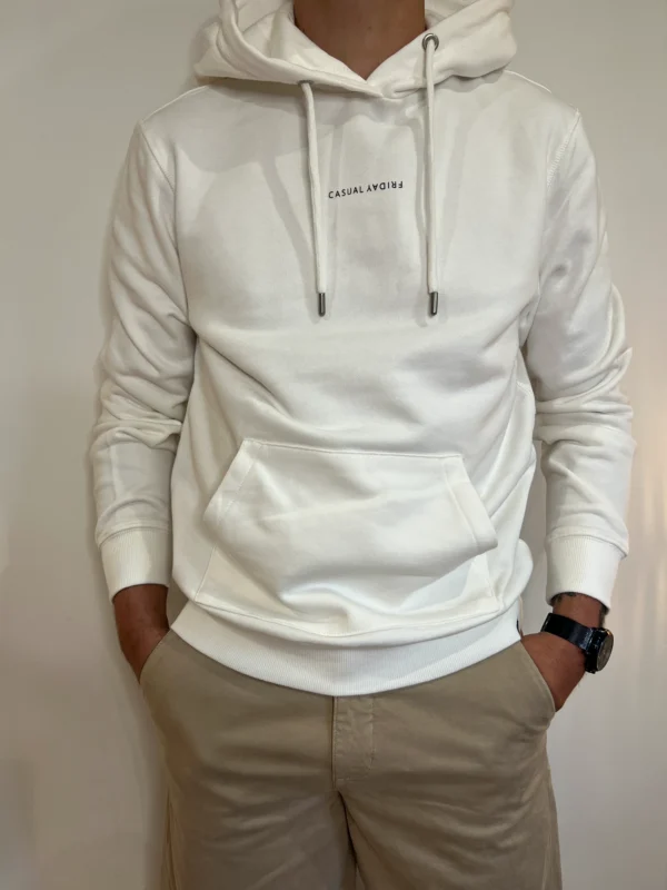 Sweat à capuche blanc homme – coton doux Casual Friday