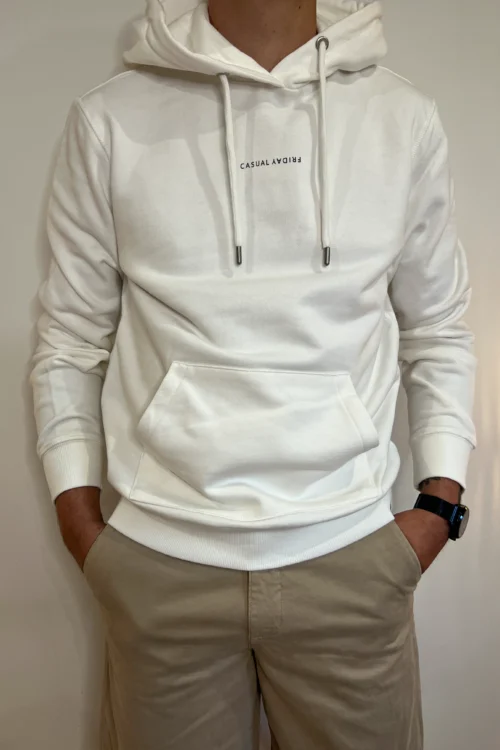 Sweat à capuche blanc homme – coton doux Casual Friday