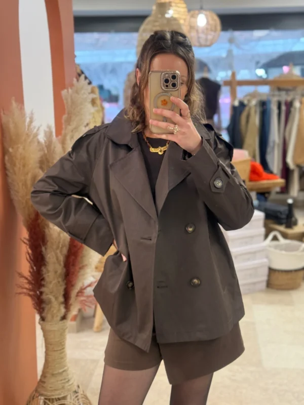 Trench court chocolat chic et intemporel - Dream By C