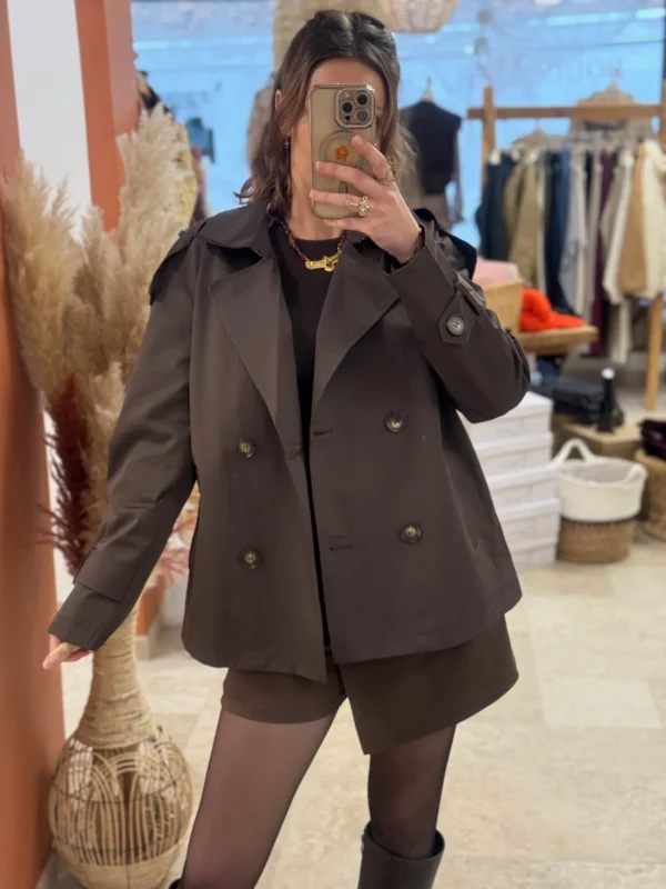 Trench court chocolat chic et intemporel - Dream By C