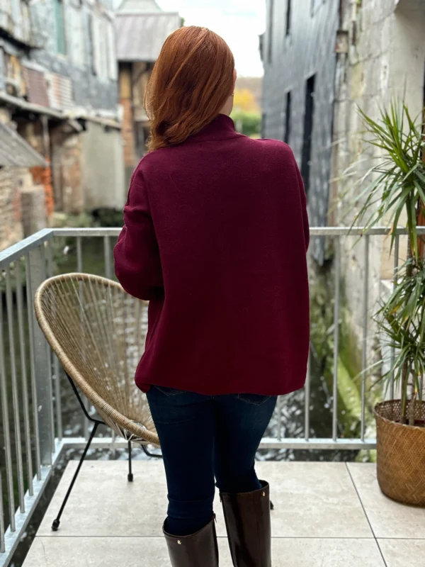 Veste bordeaux femme chic en maille douce - Dream By C
